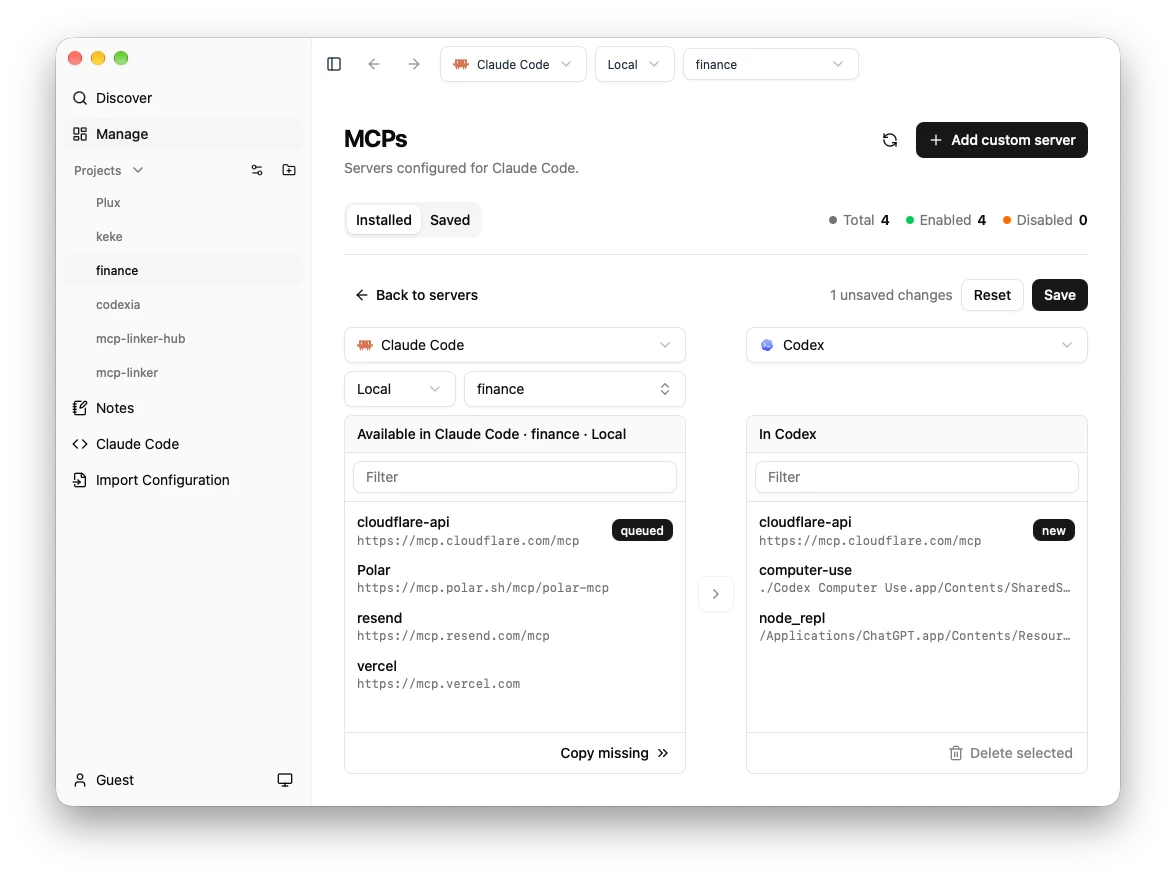 Syncing Claude Code servers to Codex